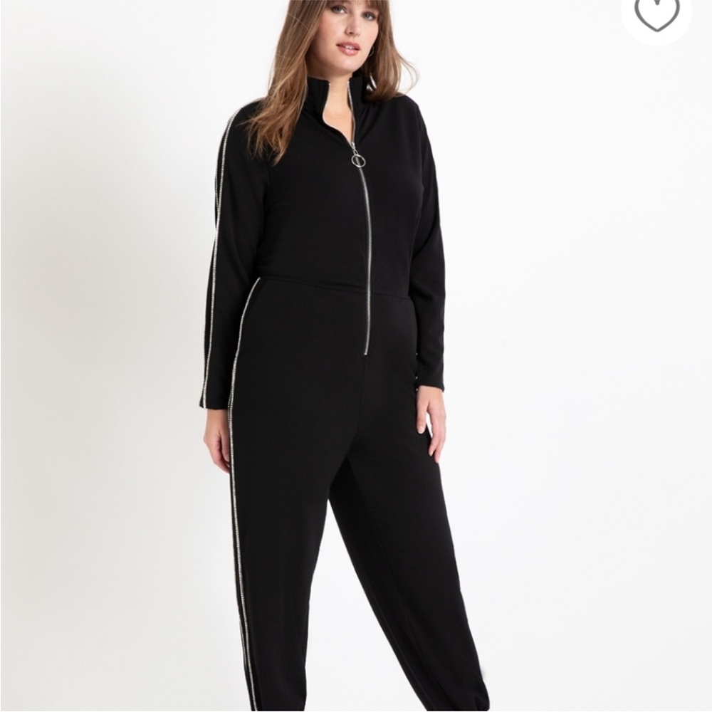 Eloquii Black Jumpsuit with Metallic Details